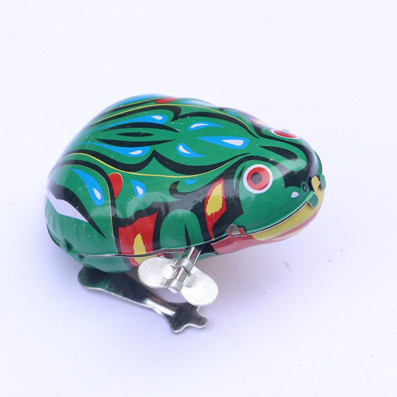 Classic Tin Clockwork Clockwork Toy Jumping Frog Children's Vintage Toy Boy Boy Education Baby Baby Classic Toy Wind Up Toys