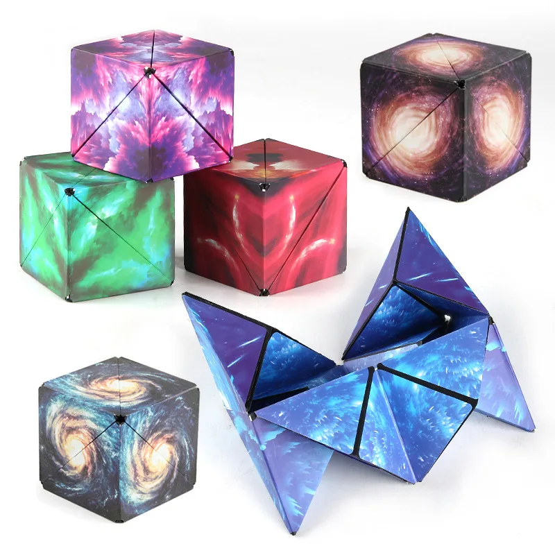 Variety Geometric Changeable Magnetic Magic Cube Anti Stress 3D Hand Flip Puzzle Cube Kids Stress Reliever Fidget Toy