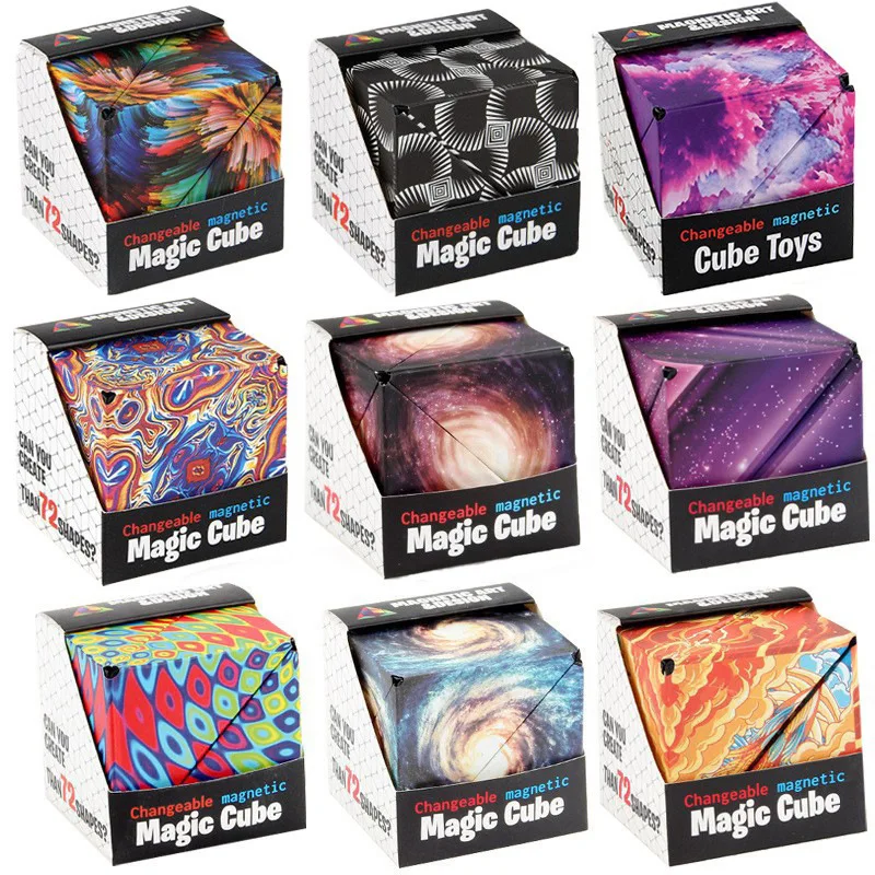 Variety Geometric Changeable Magnetic Magic Cube Anti Stress 3D Hand Flip Puzzle Cube Kids Stress Reliever Fidget Toy