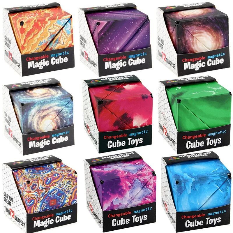 Variety Geometric Changeable Magnetic Magic Cube Anti Stress 3D Hand Flip Puzzle Cube Kids Stress Reliever Fidget Toy