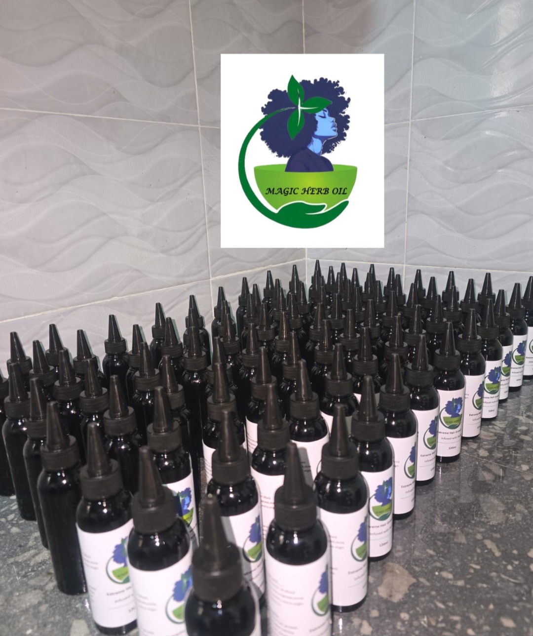 The Magic Herso Extreme Hair Growth Oil 120ml herbal product for stimulating hair growth.Reduce breakage and shedding by nourishing hair from the roots.