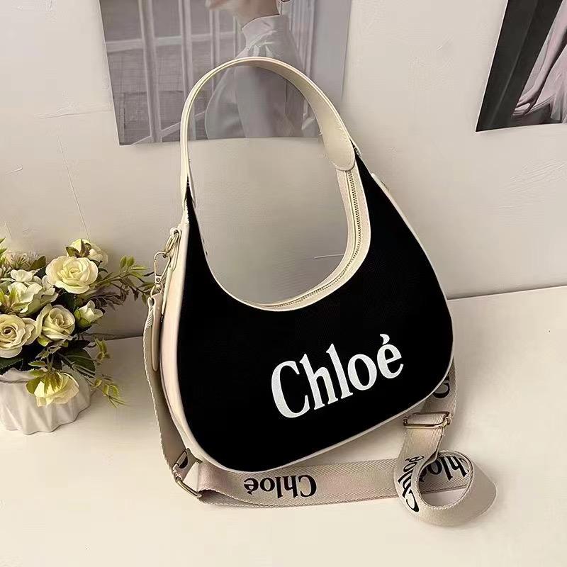 Chloe Small Leather Bag In Canvas for work, parties, or dates, and includes multiple carrying options.