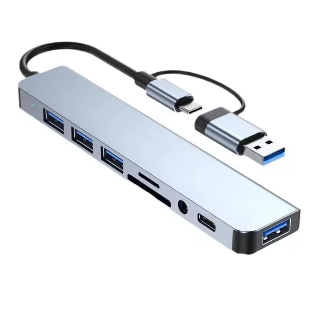 BRAND NEW TYPE C ADAPTER 8 IN 1 USB 3.0&USBC TO USB 3.0& USB2.0 HUB ,USB C &TF/SD &AUDIO 8 IN 1