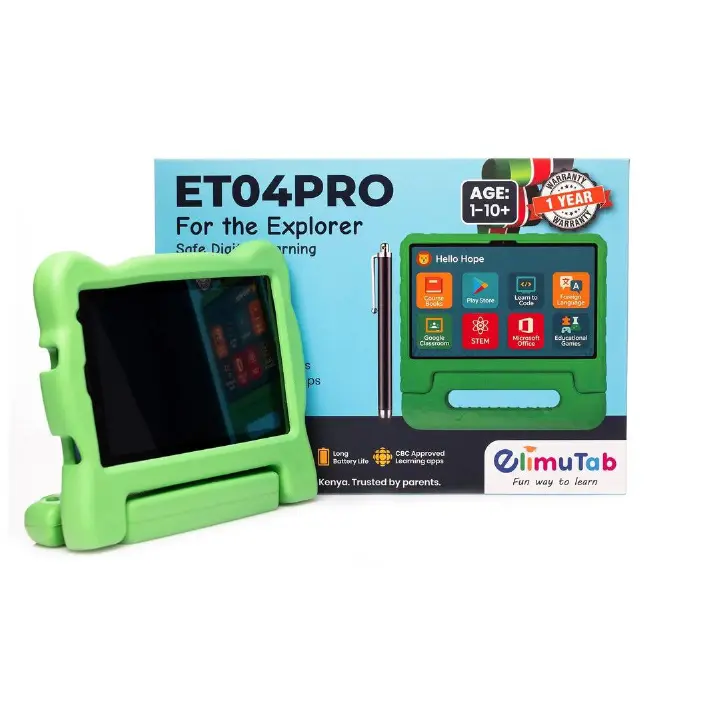 ELIMUTAB ET04PRO MEMORY 32GB TABLET ANDROID 10 SIM CARD SUPPORT 7"SCREEN  ASSORTED COLOURS AGE-1TO 10 YRS.