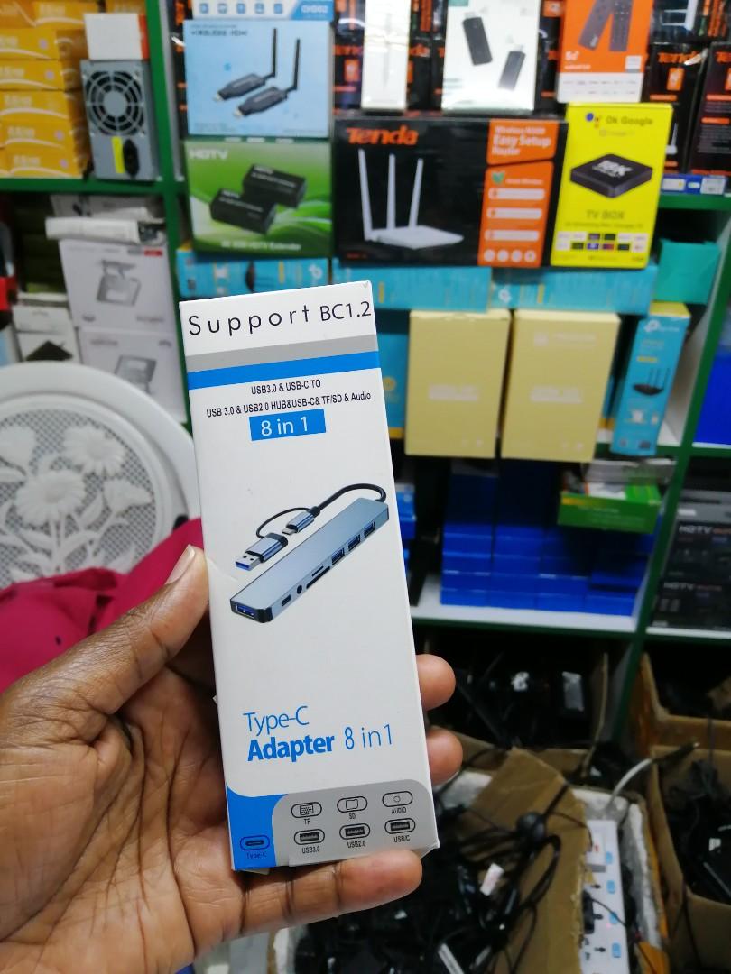 BRAND NEW TYPE C ADAPTER 8 IN 1 USB 3.0&USBC TO USB 3.0& USB2.0 HUB ,USB C &TF/SD &AUDIO 8 IN 1