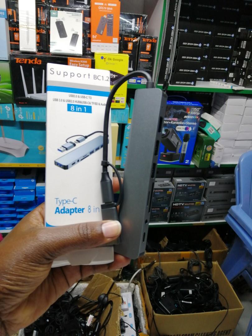 BRAND NEW TYPE C ADAPTER 8 IN 1 USB 3.0&USBC TO USB 3.0& USB2.0 HUB ,USB C &TF/SD &AUDIO 8 IN 1