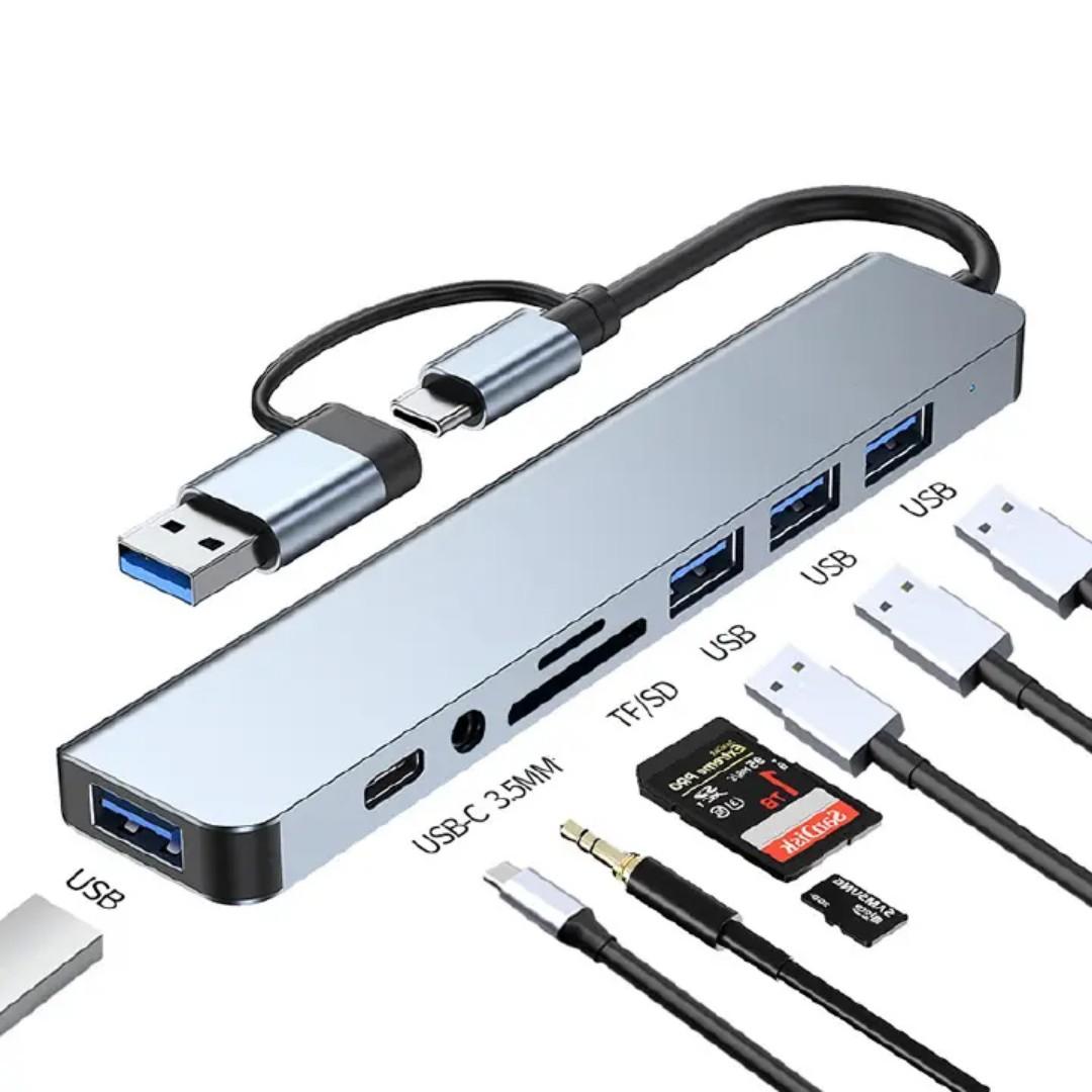 BRAND NEW TYPE C ADAPTER 8 IN 1 USB 3.0&USBC TO USB 3.0& USB2.0 HUB ,USB C &TF/SD &AUDIO 8 IN 1