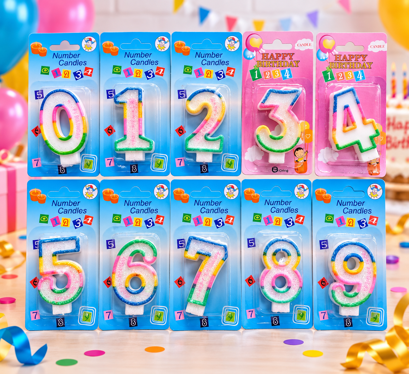 Glitter Number Birthday Candle 0–9 Assorted Colour Decorative Numeral Cake Candle for Kids & Adults Birthday Parties, Anniversaries, Celebrations, Cake Decorating and Party Events