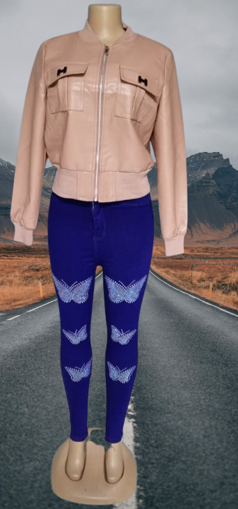 🦋 ELEGANCE IN MOTION | Ladies High-Waist Pencil Jeans with Butterfly Prints – Slim Fit Fashion Denim Trousers