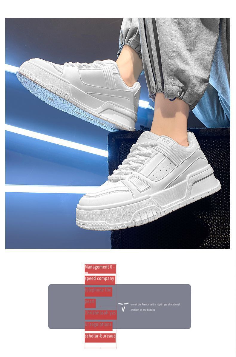 Black Warrior Men's Shoes Spring Trend Versatile Sports and Leisure Pure Black Low-top Sneakers Thick-soled Increased Bread Trendy Shoes
