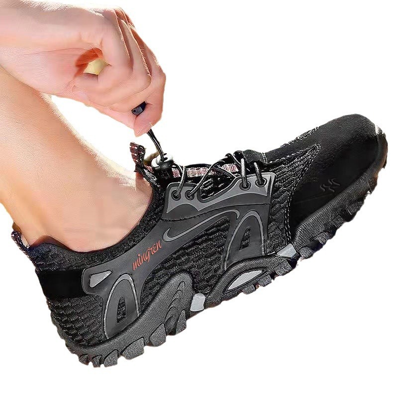 Men's Quick Dry Aqua Water Shoes Breathable Mesh Upper Non-Slip Thick Rubber Sole Outdoor Hiking Trekking Camping Walking Beach Wading Sneakers for Adult Male