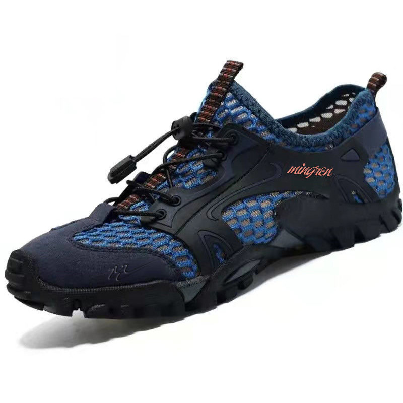 Men's Quick Dry Aqua Water Shoes Breathable Mesh Upper Non-Slip Thick Rubber Sole Outdoor Hiking Trekking Camping Walking Beach Wading Sneakers for Adult Male