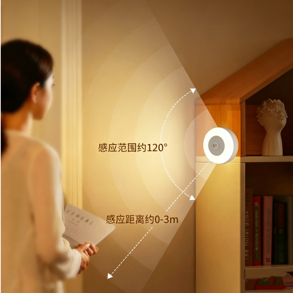 Rechargeable Led Night Light Motion Sensor Light Wireless Wall Lamp Reading Book Light for Bedroom Cabinet