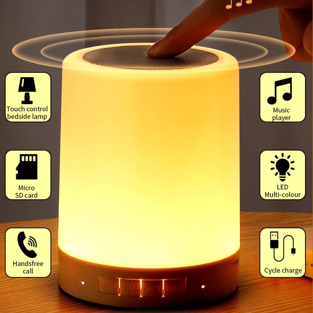 Portable Bluetooth Speaker Player Touch Pat Light Wireless Speaker Colorful LED Night Light Bedside Table Lamp for Better Sleeps