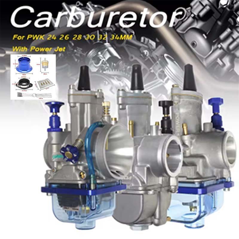 Motorcycle Carburetor With Free Jet For Keihin KOSO PWK 24 26 28 30 32 34mm 2T 4T ATV Quad Go Kart Dirt Bike Scooter 50-250cc