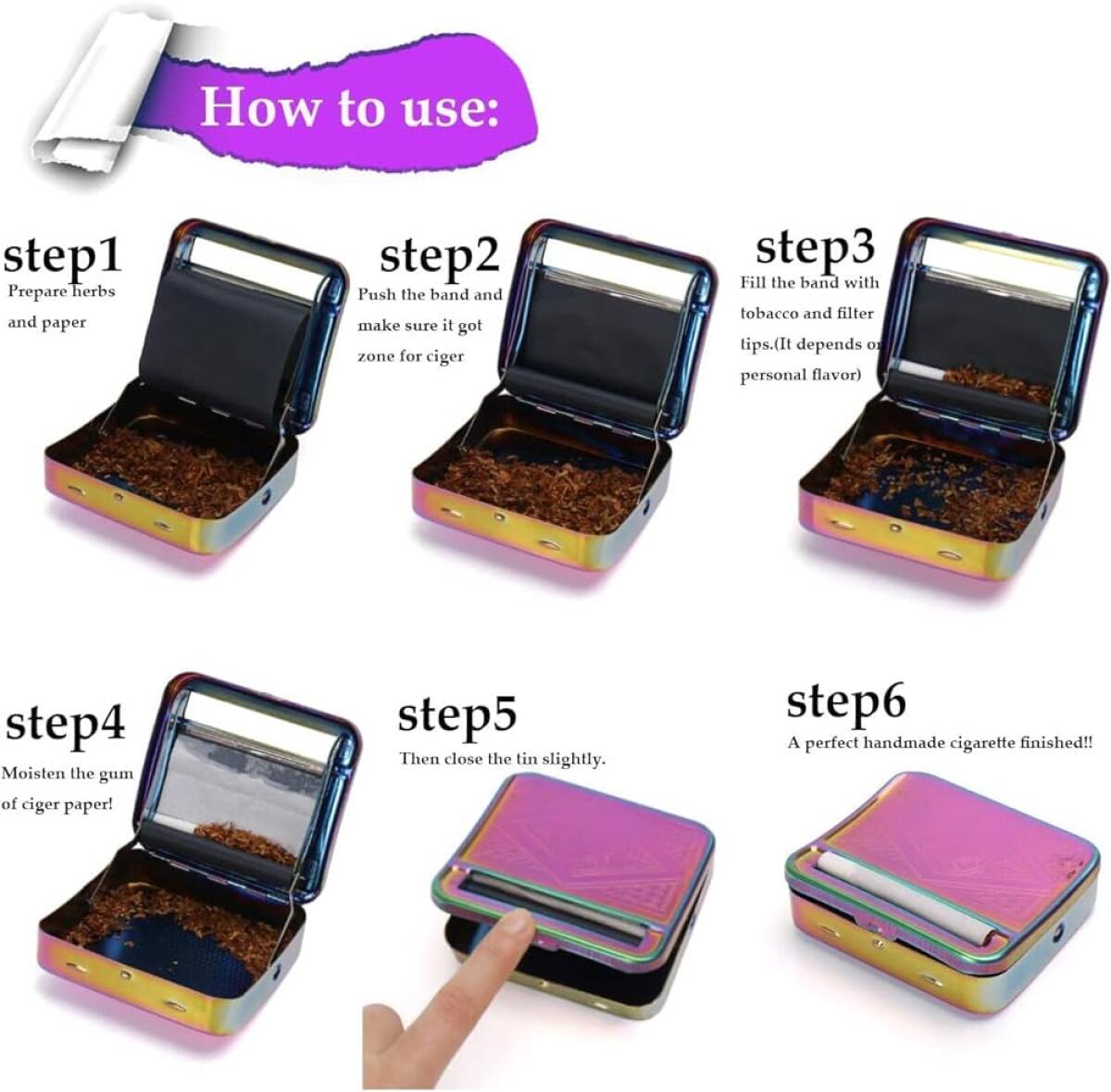 Automatic Rolling Paper Machine Portable Metal Tobacco Storage Roller Cigarette Maker Smoking Accessories Gadgets