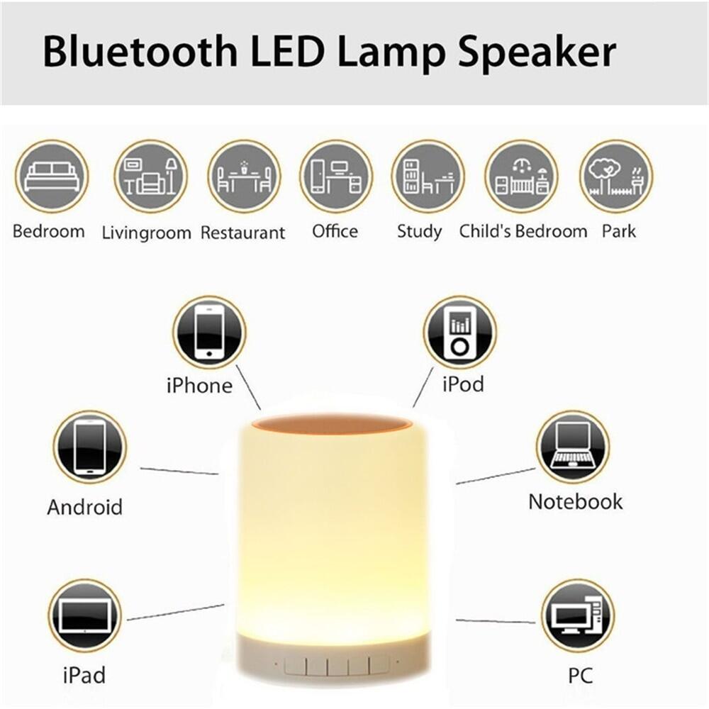 Portable Bluetooth Speaker Player Touch Pat Light Wireless Speaker Colorful LED Night Light Bedside Table Lamp for Better Sleeps