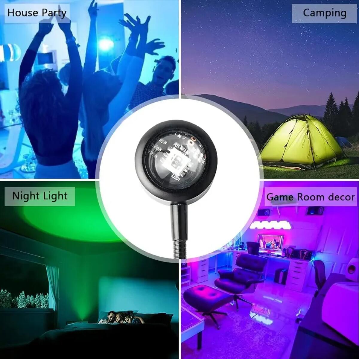 Colorful Rainbow Projection Lamp USB Decorative Sunset Atmosphere Lamp Multi-angle Rotatable Suitable for Home Living Room and Bedroom Night Light Projector Photography Wall Atmosphere Light