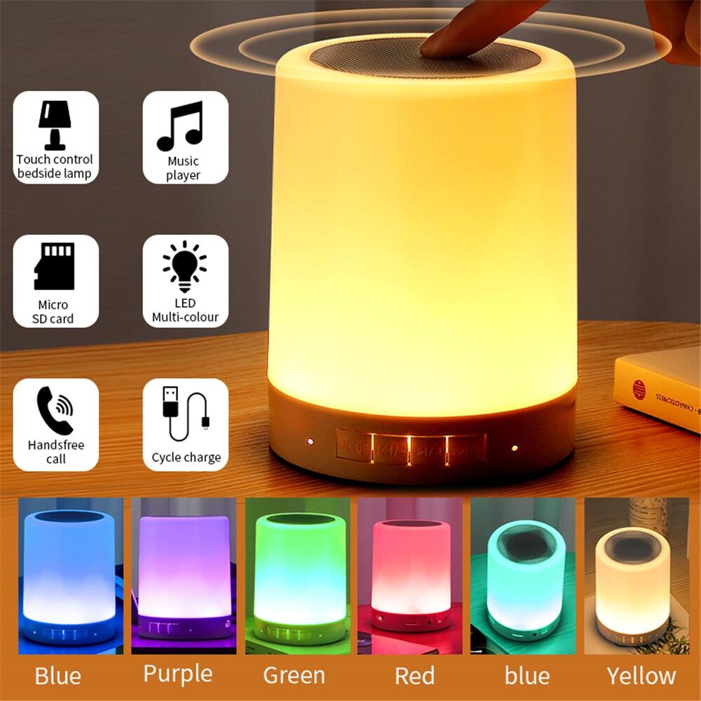 Portable Bluetooth Speaker Player Touch Pat Light Wireless Speaker Colorful LED Night Light Bedside Table Lamp for Better Sleeps