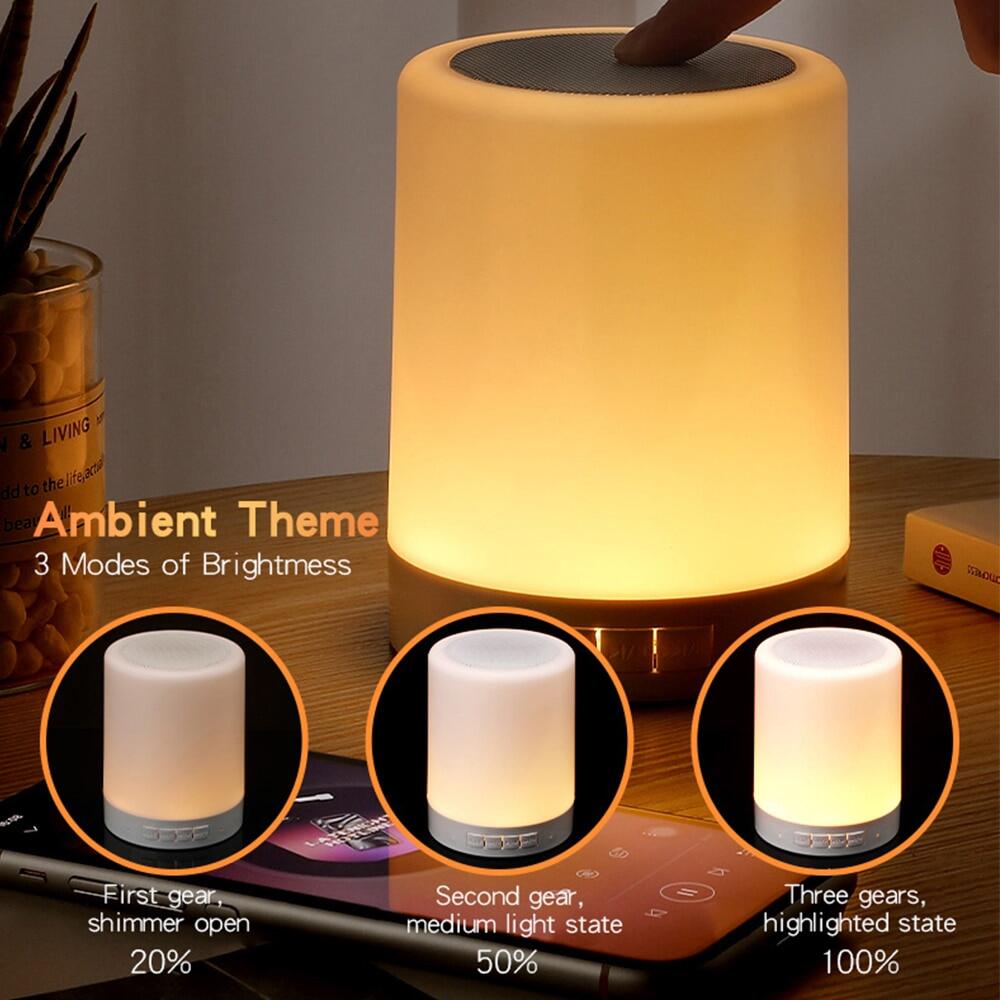 Portable Bluetooth Speaker Player Touch Pat Light Wireless Speaker Colorful LED Night Light Bedside Table Lamp for Better Sleeps