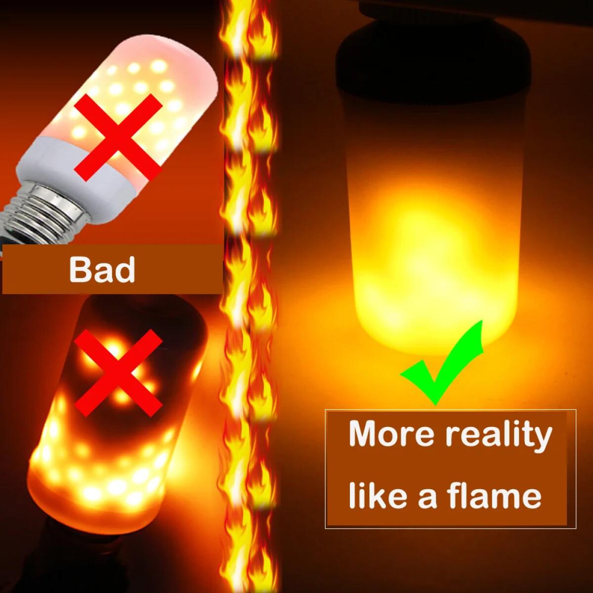 E27 LED Flame Light Bulbs 4 Modes Party LED Flame Effect Light Simulation Fire Lights Bulb KTV Festival Garden Decor Light
