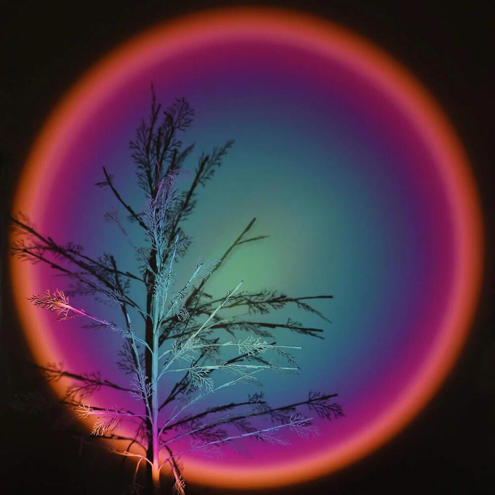 Colorful Rainbow Projection Lamp USB Decorative Sunset Atmosphere Lamp Multi-angle Rotatable Suitable for Home Living Room and Bedroom Night Light Projector Photography Wall Atmosphere Light