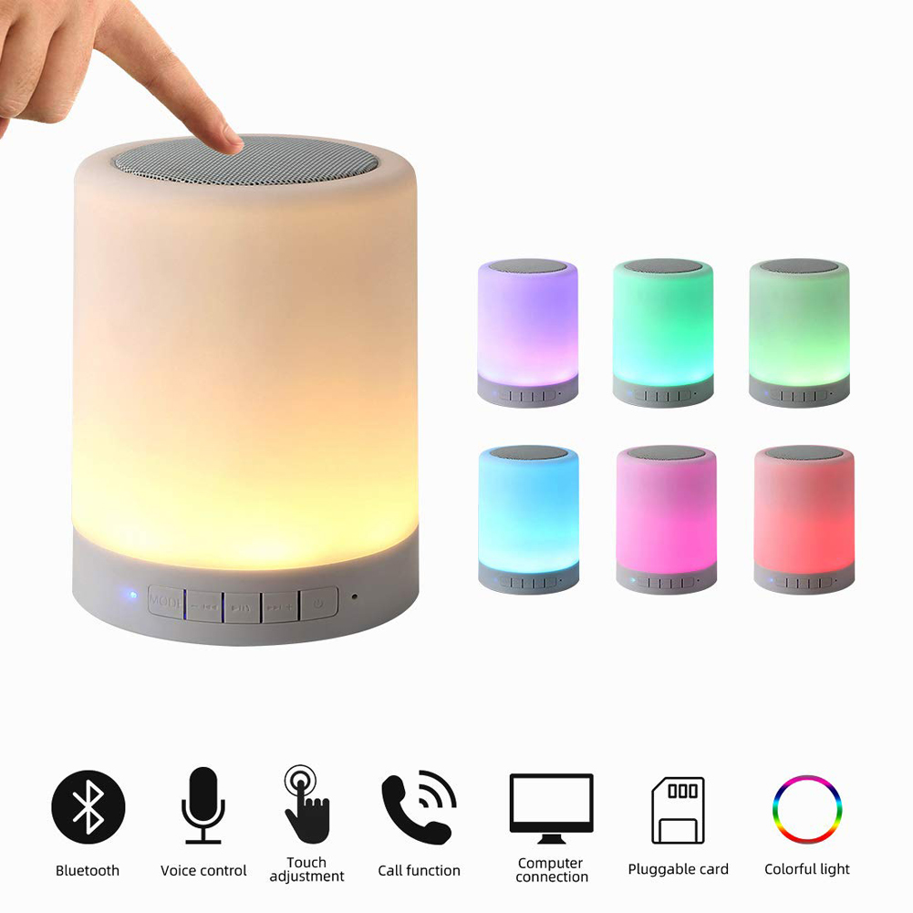 Portable Bluetooth Speaker Player Touch Pat Light Wireless Speaker Colorful LED Night Light Bedside Table Lamp for Better Sleeps