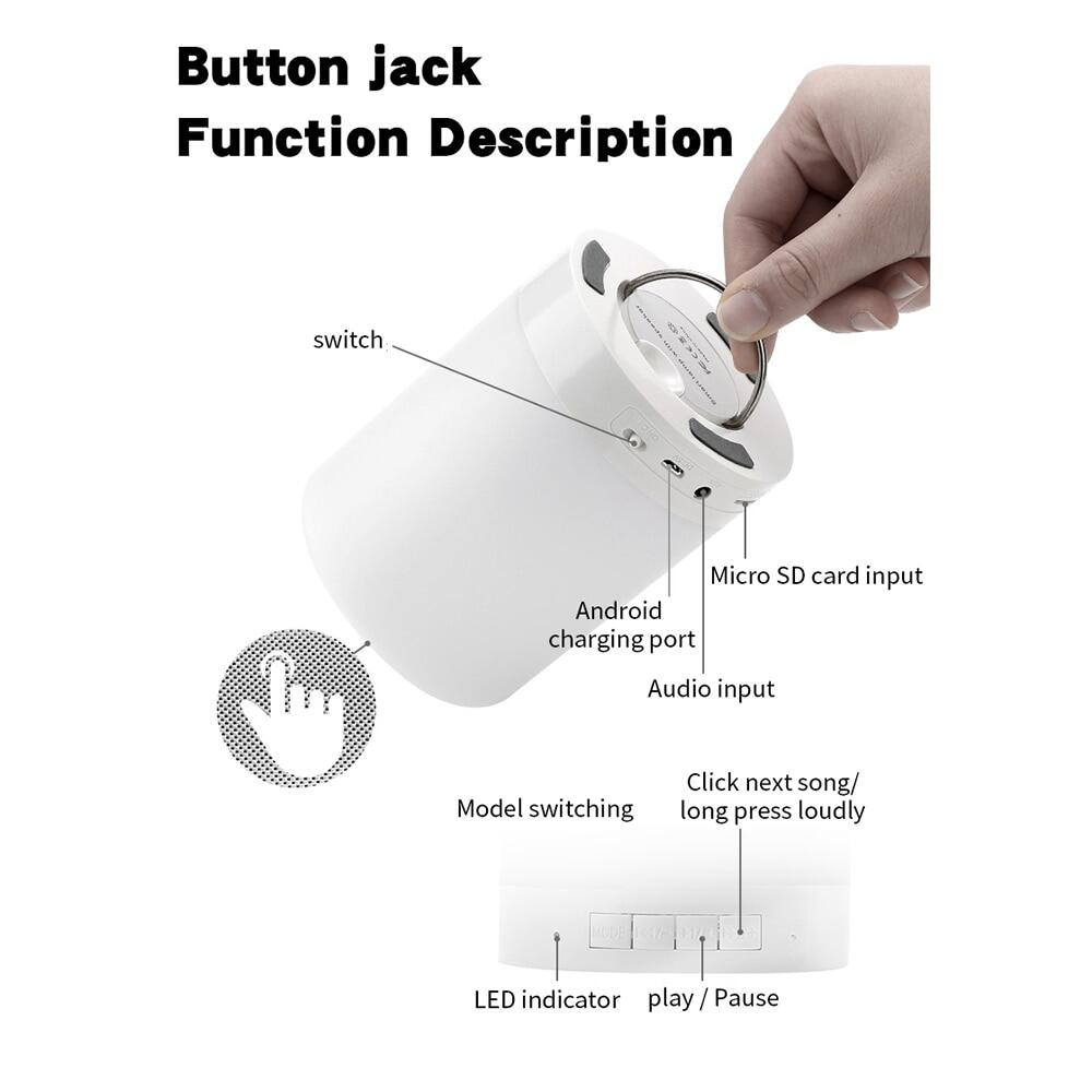 Portable Bluetooth Speaker Player Touch Pat Light Wireless Speaker Colorful LED Night Light Bedside Table Lamp for Better Sleeps