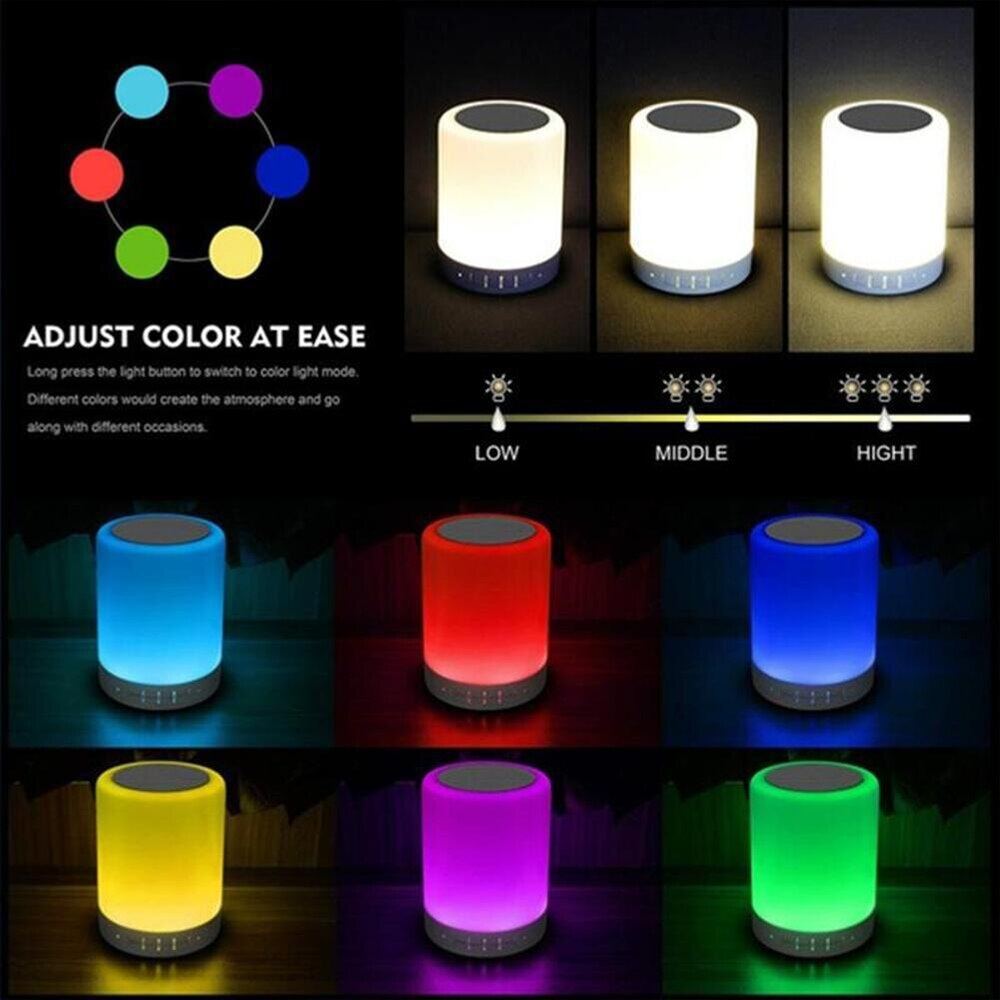 Portable Bluetooth Speaker Player Touch Pat Light Wireless Speaker Colorful LED Night Light Bedside Table Lamp for Better Sleeps