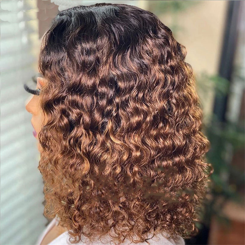 Deep Wave Bob Wig 13x4 Deep Curly Wig Human Hair 13×6 Lace Frontal Wigs 250 Density Glueless Wigs