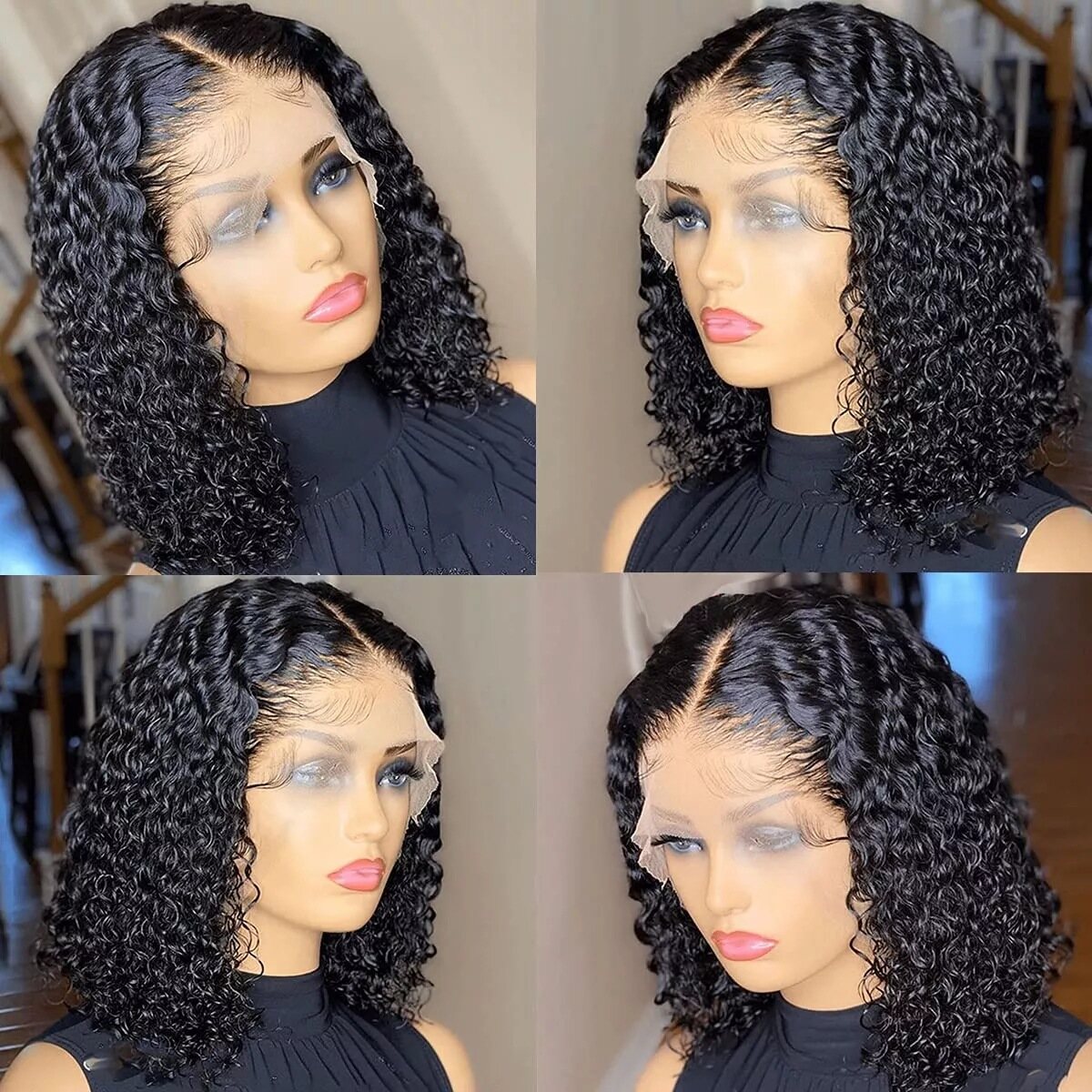 Deep Wave Bob Wig 13x4 Deep Curly Wig Human Hair 13×6 Lace Frontal Wigs 250 Density Glueless Wigs