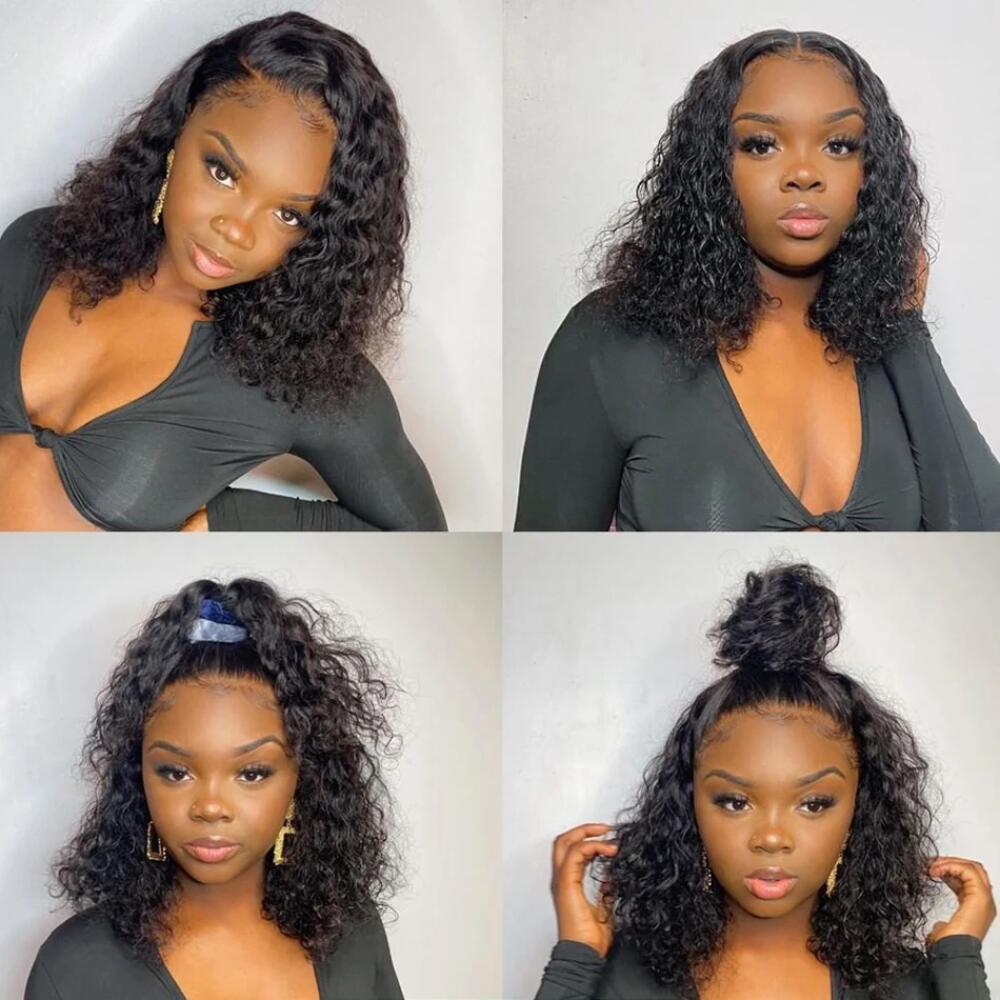 Deep Wave Bob Wig 13x4 Deep Curly Wig Human Hair 13×6 Lace Frontal Wigs 250 Density Glueless Wigs