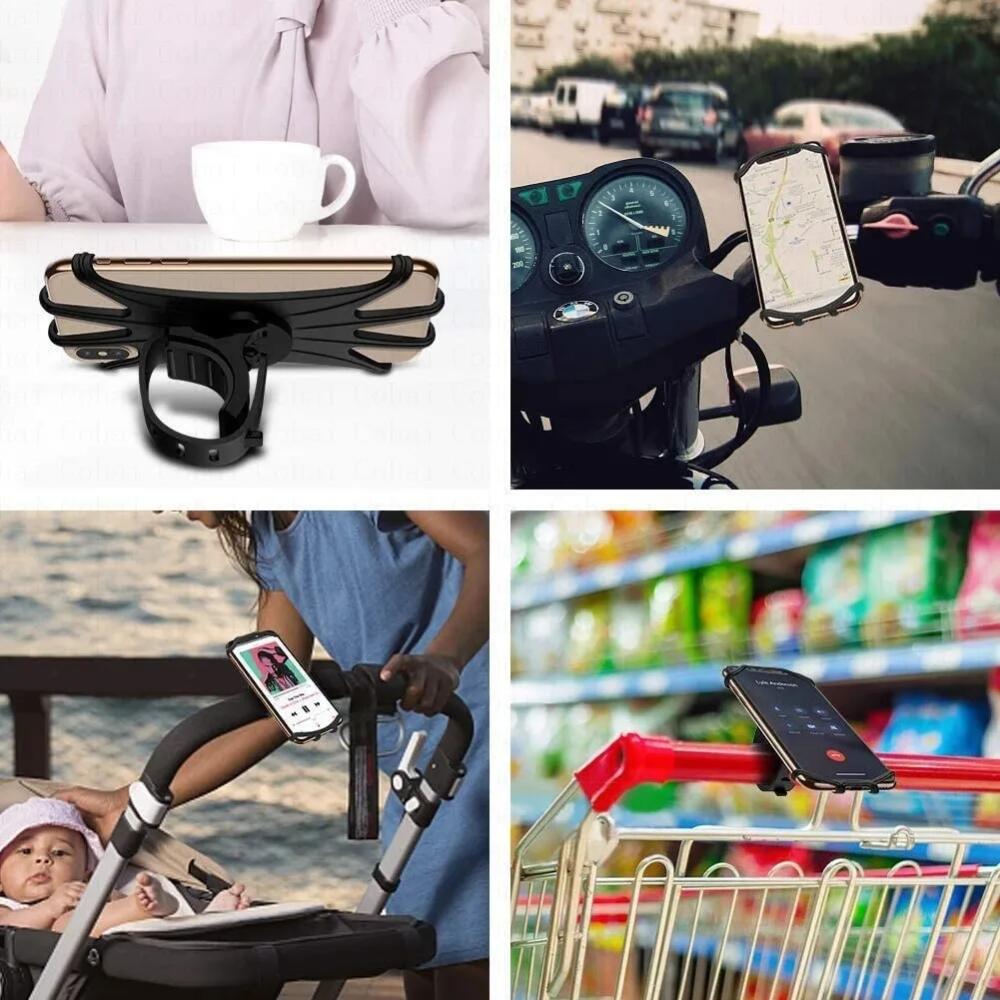 360 Rotatable Mobile Phone Bicycle Motorcycle Holder Bike Safe Bracket Silicone Support Silicone Pull Type For All Phone Stand For iPhone Samsung Xiaomi Gsm Houder Fiets