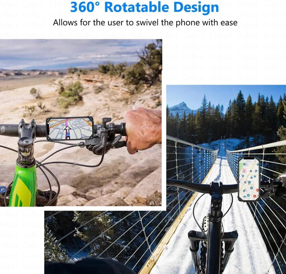 360 Rotatable Mobile Phone Bicycle Motorcycle Holder Bike Safe Bracket Silicone Support Silicone Pull Type For All Phone Stand For iPhone Samsung Xiaomi Gsm Houder Fiets