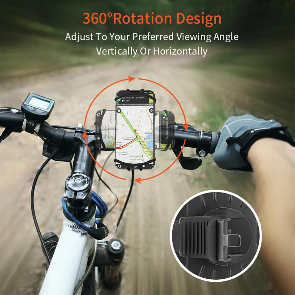 360 Rotatable Mobile Phone Bicycle Motorcycle Holder Bike Safe Bracket Silicone Support Silicone Pull Type For All Phone Stand For iPhone Samsung Xiaomi Gsm Houder Fiets