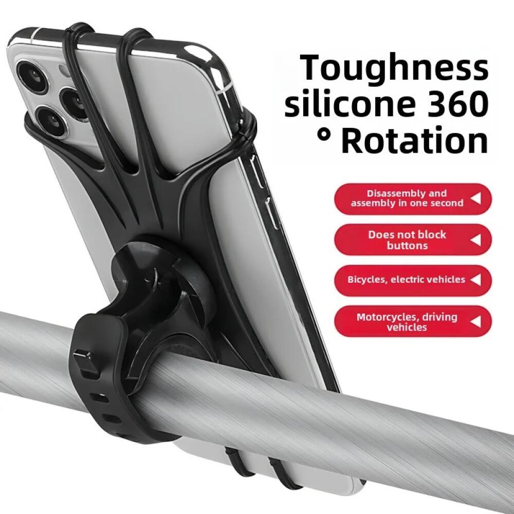 360 Rotatable Mobile Phone Bicycle Motorcycle Holder Bike Safe Bracket Silicone Support Silicone Pull Type For All Phone Stand For iPhone Samsung Xiaomi Gsm Houder Fiets