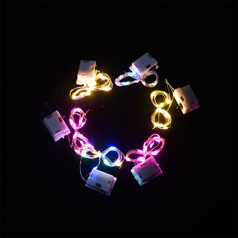 1M/2M LED copper wire lamp Christmas light string bouquet cake atmosphere small colorful lamp Halloween battery light string button