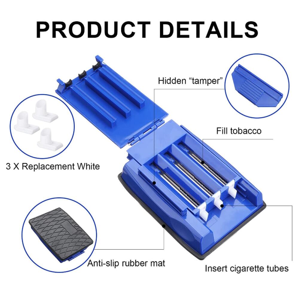 Cigarette Maker Rolling Machine, Three Tubes Manual Cigarette Roller Tube Tobacco Maker Tube Filling Machine, Rolling Tobacco