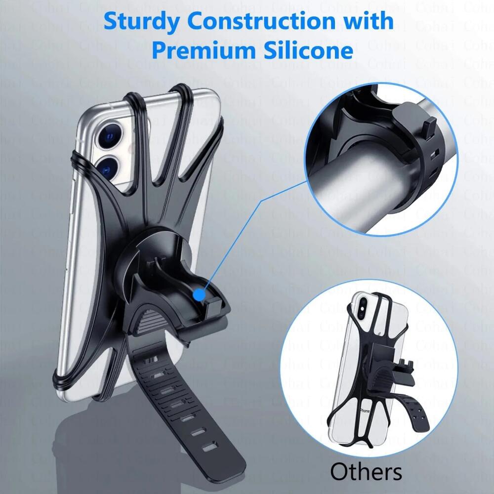 360 Rotatable Mobile Phone Bicycle Motorcycle Holder Bike Safe Bracket Silicone Support Silicone Pull Type For All Phone Stand For iPhone Samsung Xiaomi Gsm Houder Fiets