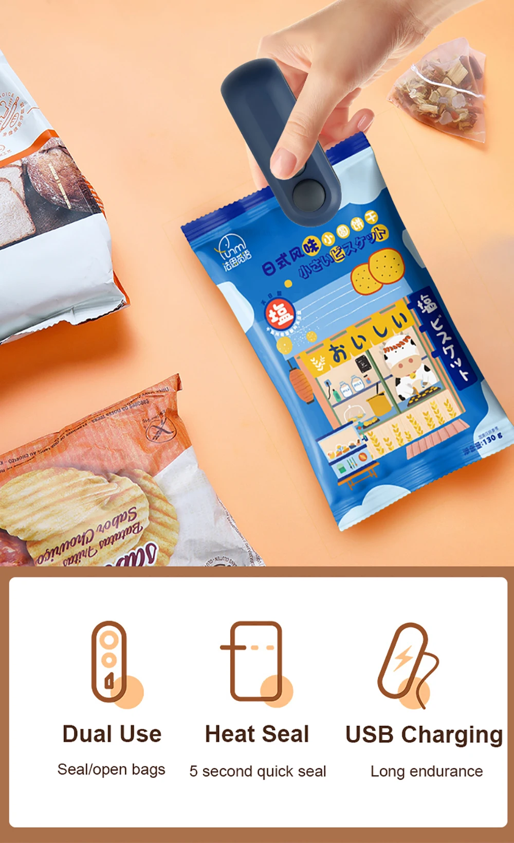 Mini sealing machine household plastic sealing machine snack moisture-proof sealing tool portable plastic bag food preservation plastic sealing machine