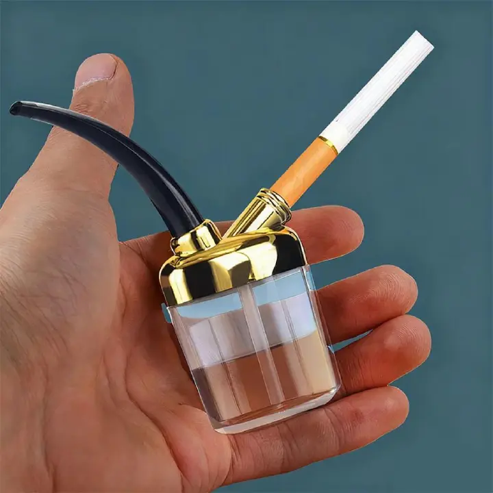Portable Tobacco Pipe Acrylic Water Smoking Pipe Shisha Hookah Bicirculation Filter Cigarette Holder for Healthy