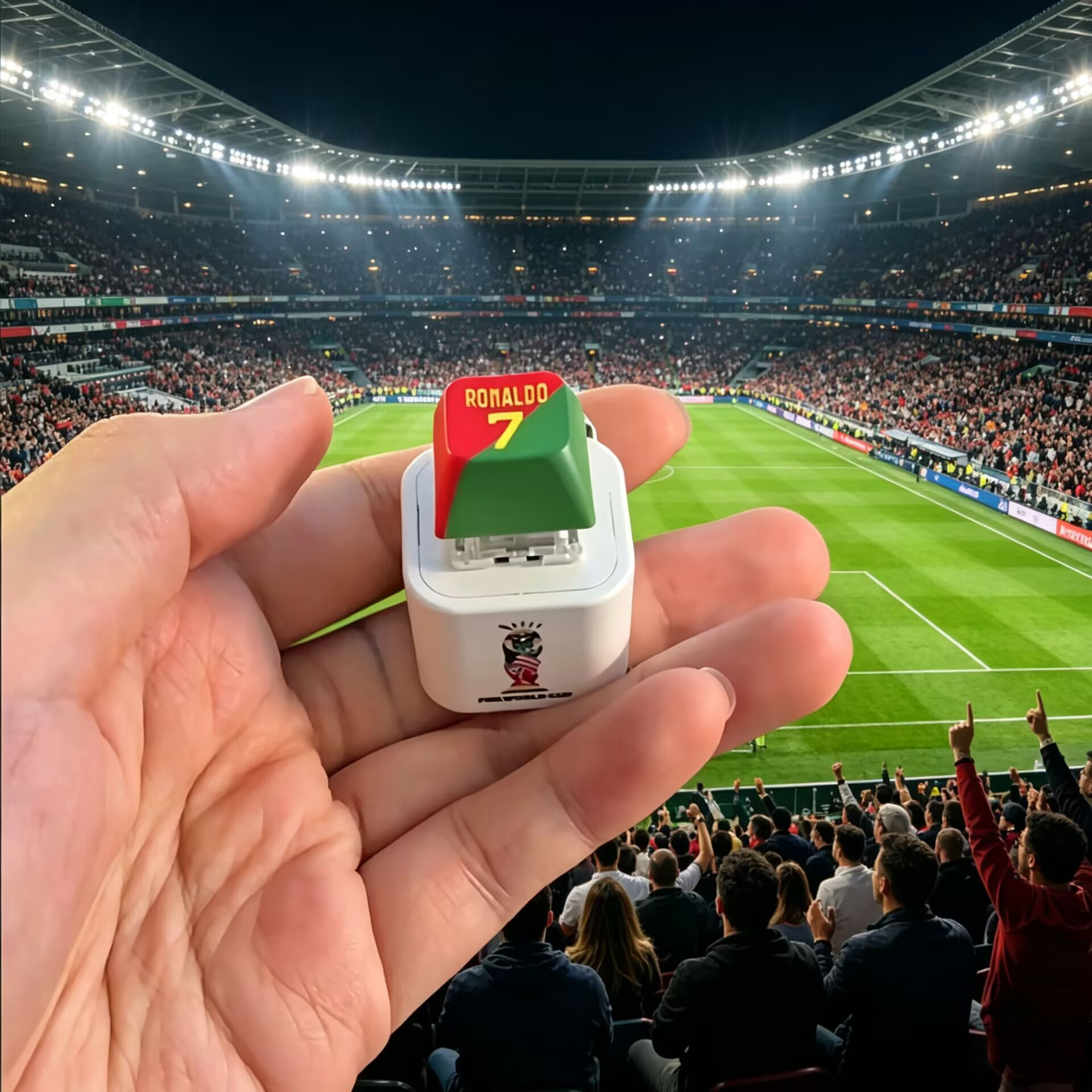 2026 World Cup Cristiano Ronaldo "Siu" Sound-Button Keychain & Light-Up Bag Charm – Fan Merchandise & Souvenir