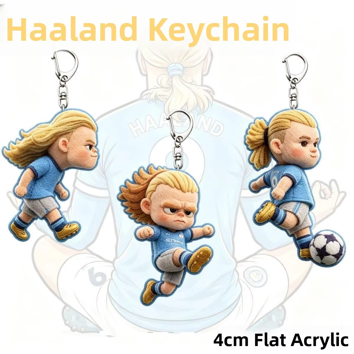 Q Version Harland Football Acrylic Keychain Cute Star Player Backpack Hanging Chain Fan Memorabilia Creative Gift Sports Decor