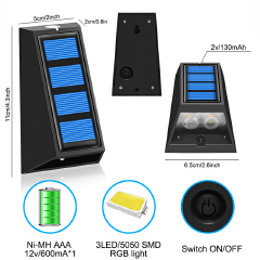 High Brightness Led Outdoor Solar Wall Lights Waterproof Home Garden Decoration Solar Porch Lamp for Villa Stair Corridor Patio