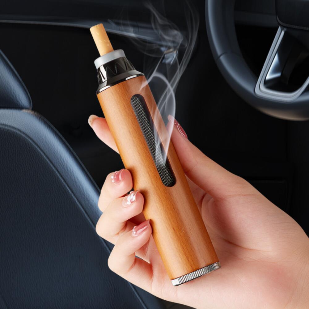 Auto Car Ashtray Car Interior Decoration Dust-free Smoking Ash Holder Wood Soot-flying Ashtray Creative Filter Anti Tool