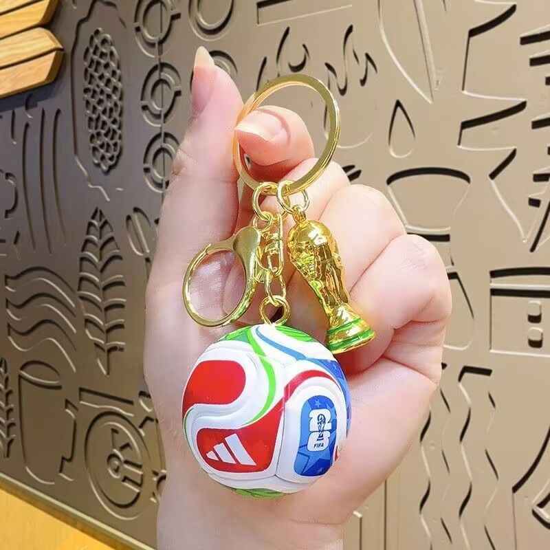 New World Flag Football Keychain Country Soccer Club Fans Keyring Car Key Chains Souvenir Bag Pendant Accessories Gift FIFA World Cup Trophy Keychain