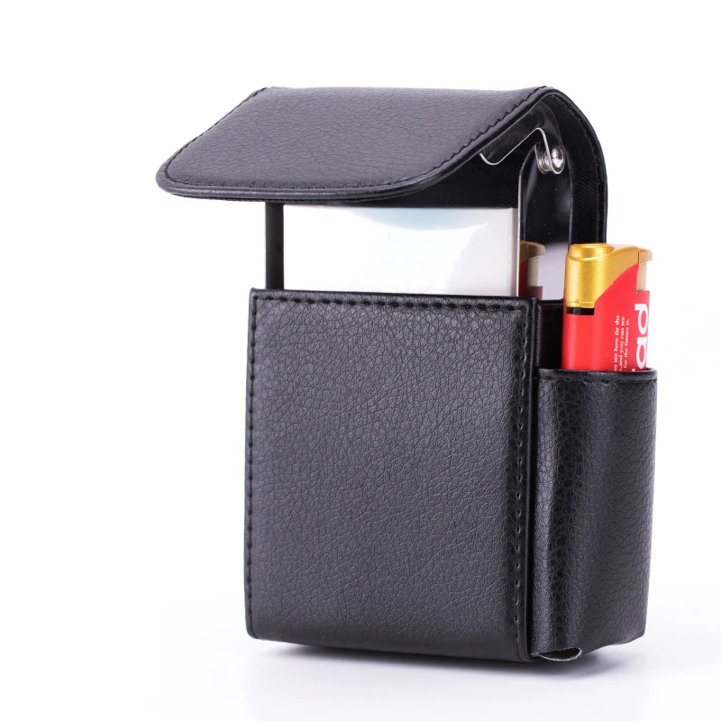 Portable PU Leather Cigarette Case Cover Gas Lighter Holder Box Waist Pocket Pack Belt Bag Smoking Accessories Gadgets for Men