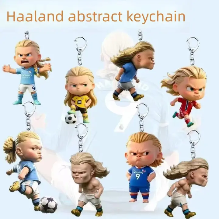 Erling Haaland Football Keychain Acrylic Cartoon Pendant Bag Hanging Charm Bag Accessory Souvenir Gift For Football Sport Fans
