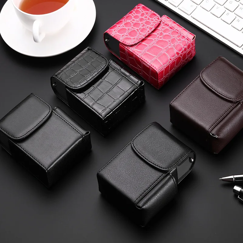Portable PU Leather Cigarette Case Cover Gas Lighter Holder Box Waist Pocket Pack Belt Bag Smoking Accessories Gadgets for Men