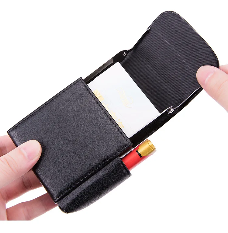 Portable PU Leather Cigarette Case Cover Gas Lighter Holder Box Waist Pocket Pack Belt Bag Smoking Accessories Gadgets for Men